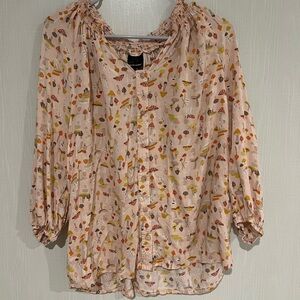 Mushroom print long Sleeve Blouse